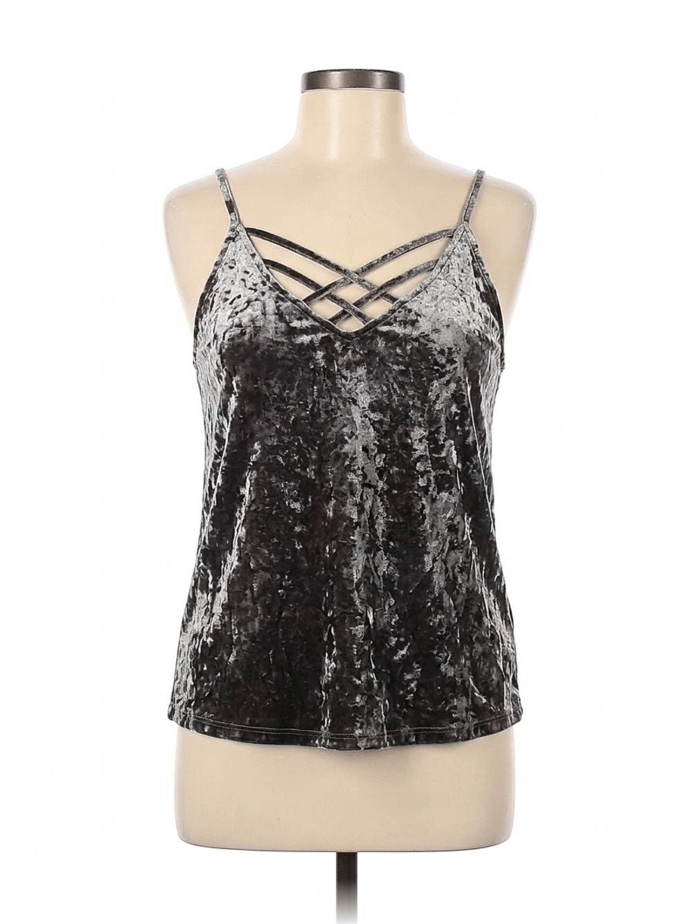 American Eagle Outfitters Silver Crushed Velvet Strappy Cami